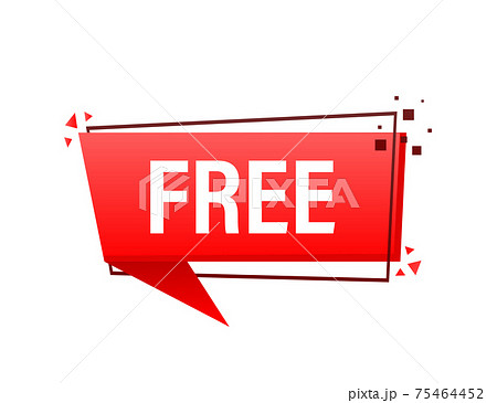 Flat icon with free banner. Typography poster. Buy offer sticker. Vector text. Flat icon with free banner. Typography poster. Buy offer sticker. Vector text. 75464452