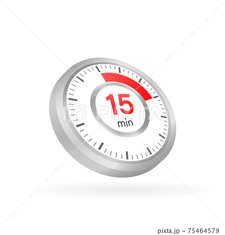 The 15 minutes, stopwatch vector icon. Stopwatch icon in flat style on a white background. Vector stock illustration. 75464579
