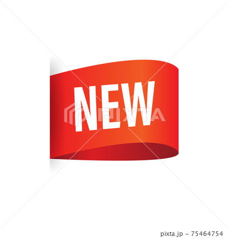 'New' text on red banner, advertising, vector illustration. 'New' text on red banner, advertising, vector illustration. 75464754