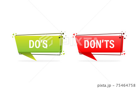 Check mark button with dos and donts. Flat simple style trend modern red and green checkmark. 75464758
