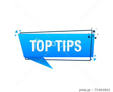 Top tips megaphone blue banner in 3D style on white background. Vector illustration. 75464803