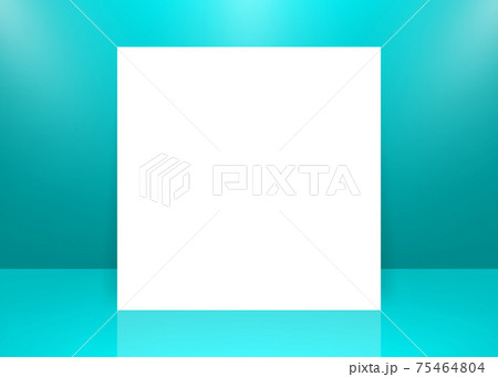 Modern studio background, great design for any purposes. Vector green abstract background with sheet of paper. 3d vector illustration. 75464804
