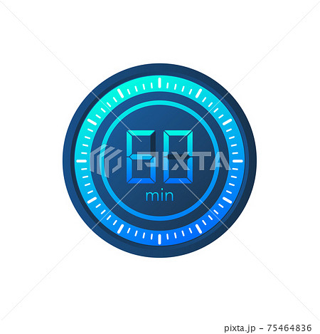 The 60 minutes, stopwatch vector icon. Stopwatch icon in flat style on a white background. Vector stock illustration. The 60 minutes, stopwatch vector icon. Stopwatch icon in flat style on a white background. Vector stock illustration. 75464836