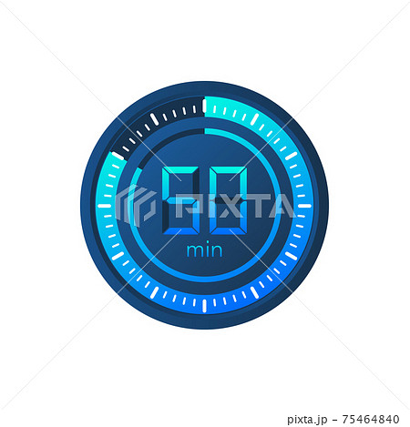 The 50 minutes, stopwatch vector icon. Stopwatch icon in flat style on a white background. Vector stock illustration. 75464840