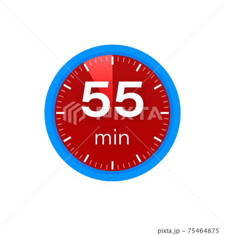 The 55 minutes, stopwatch vector icon. Stopwatch icon in flat style on a white background. Vector stock illustration. 75464875
