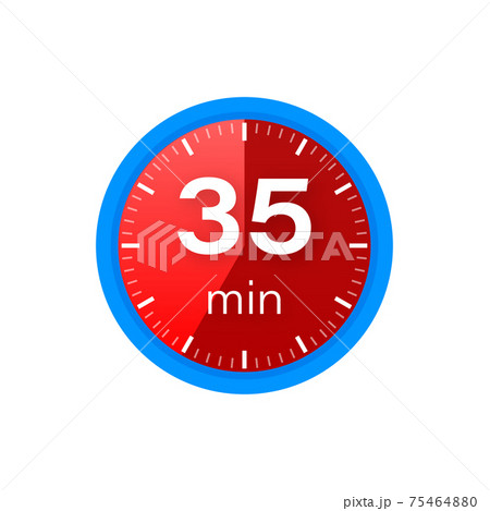 The 35 minutes, stopwatch vector icon. Stopwatch icon in flat style on a white background. Vector stock illustration. 75464880