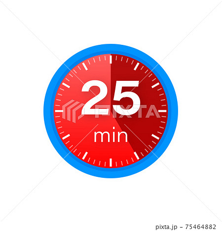 The 25 minutes, stopwatch vector icon. Stopwatch icon in flat style on a white background. Vector stock illustration. 75464882