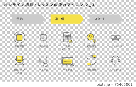 オンライン相談、オンラインレッスンのシンプルなアイコンセット2_3 75465001