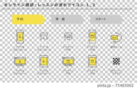 オンライン相談、オンラインレッスンのシンプルなアイコンセット1_3 75465002
