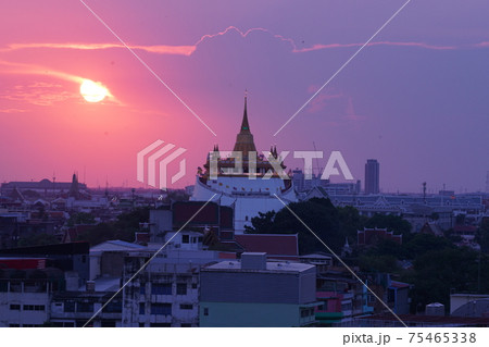Evening View of Wat Saket in Bangkok, Thailand Evening View of Wat Saket in Bangkok, Thailand 75465338