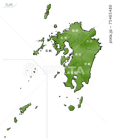 和風な日本地図 九州地方のイラスト素材