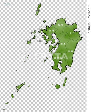 和風な日本地図 九州地方のイラスト素材