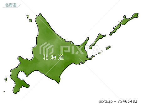 和風な日本地図 北海道のイラスト素材