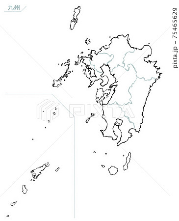 和風な日本地図　九州地方 75465629