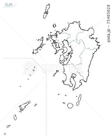 和風な日本地図 九州地方のイラスト素材