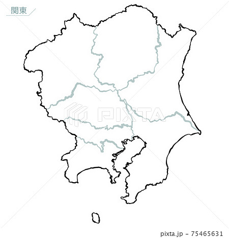 和風な日本地図 関東地方のイラスト素材