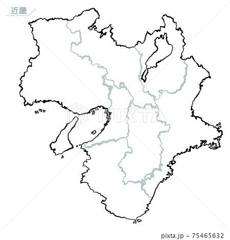 和風な日本地図 近畿地方のイラスト素材