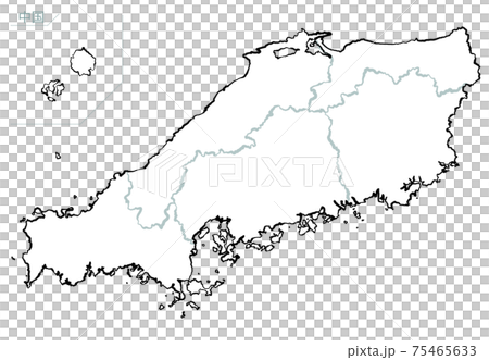 和風な日本地図 中国地方のイラスト素材