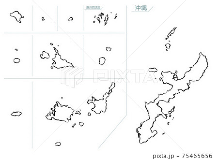 和風な日本地図　沖縄 75465656
