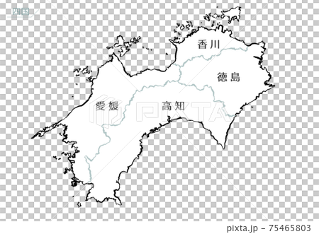 和風な日本地図 四国地方のイラスト素材