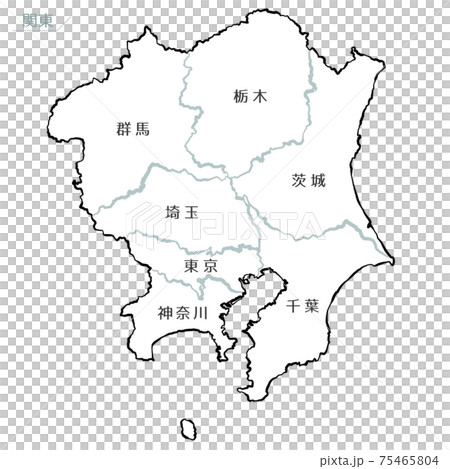 和風な日本地図 関東地方のイラスト素材