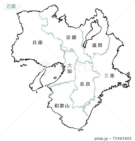 Japanese Style Map Of Japan Kinki Region Stock Illustration