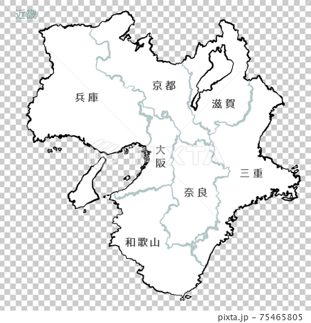 和風な日本地図　近畿地方 75465805