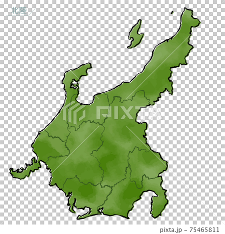 Japanese-style map of Japan Chubu region 75465811