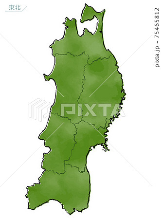 和風な日本地図 東北地方のイラスト素材