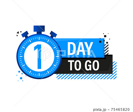One Day To Go Timer Label, blue emblem banner. Vector illustration. 75465820