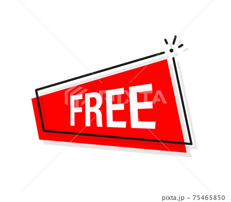 Flat icon with free banner. Typography poster. Buy offer sticker. Vector text. Flat icon with free banner. Typography poster. Buy offer sticker. Vector text. 75465850