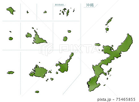 和風な日本地図 沖縄のイラスト素材