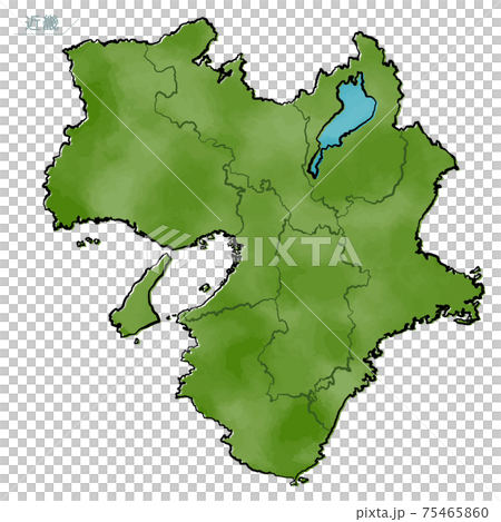 和風な日本地図 近畿地方のイラスト素材