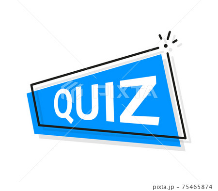 Quiz blue banner in 3D style on white background. Vector illustration. 75465874