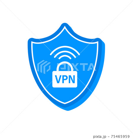 VPN flat blue secure label on white background. Vector illustration. 75465959