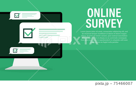 Line survey laptop in flat style green background. Vector icon. Vector flat. Line icon. Computer screen. 75466007