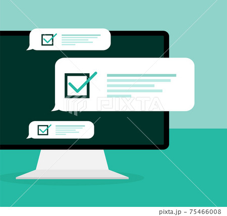 Line survey laptop in flat style green background. Vector icon. Vector flat. Line icon. Computer screen. 75466008