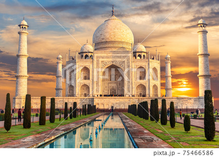 Taj Mahal at sunset, famous place of visit, India, Agra Taj Mahal at sunset, famous place of visit, India, Agra 75466586