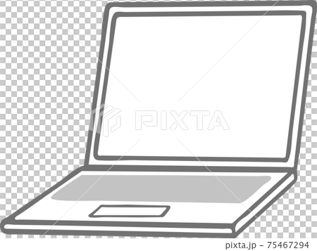 シンプルな白いノートパソコンのイラスト素材 75467294