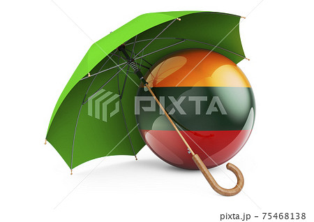 Lithuanian flag under umbrella. Protection and security of Lithuania concept, 3D rendering Lithuanian flag under umbrella. Protection and security of Lithuania concept, 3D rendering 75468138