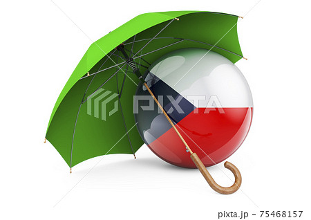 Czech Republic flag under umbrella. Protection and security of Czech Republic concept, 3D rendering 75468157