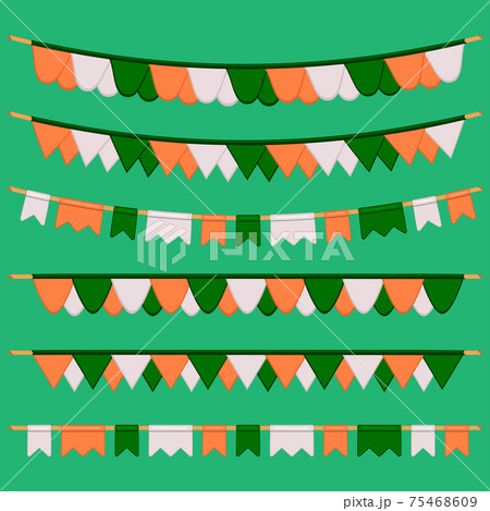 Irish holiday St Patrick day, big set from flags on rope Irish holiday St Patrick day, big set from flags on rope 75468609