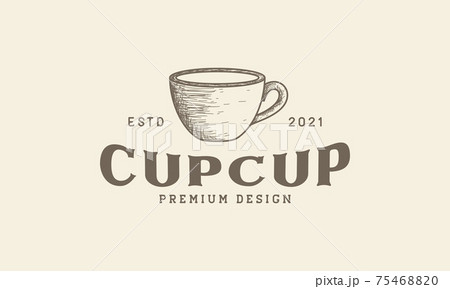engrave cup coffee or tea logo symbol vector icon illustration design 75468820