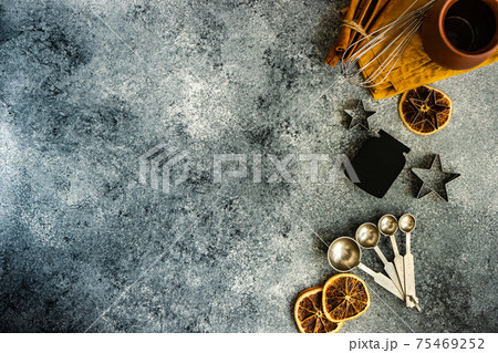 Cooking concept on stone background Cooking concept on stone background 75469252