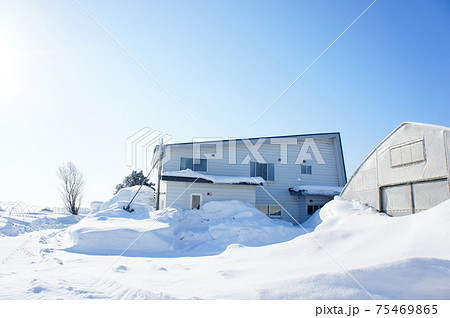 雪に埋もれた住宅 雪に埋もれた住宅 75469865