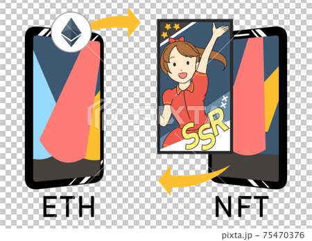 Nft トレーディングカード売買 アイドル系 文字付きのイラスト素材