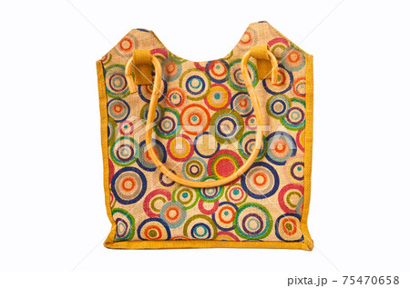 Stylish and colorful linen beach lady bag, isolated on white background Stylish and colorful linen beach lady bag, isolated on white background 75470658