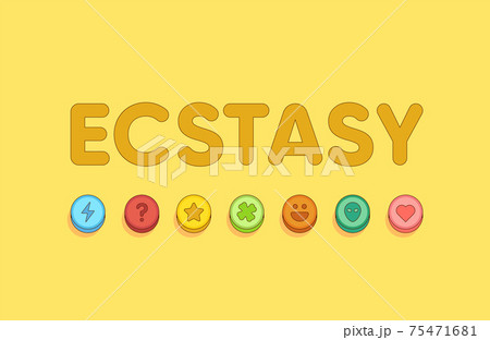 Ecstasy word and line of mdma pills banner Ecstasy word and line of mdma pills banner 75471681
