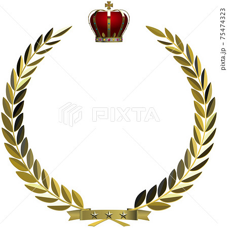 金の月桂樹と赤い王冠のフレーム ベクターイラストのイラスト素材