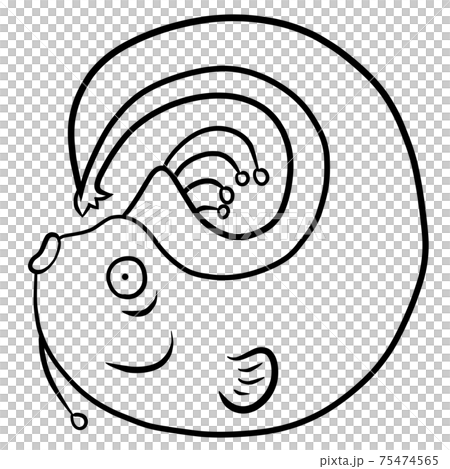 リュウグウノツカイのイラスト　線画 75474565